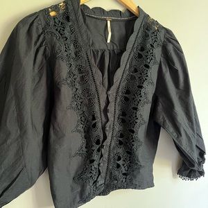 Free people cotton crop eyelet button up